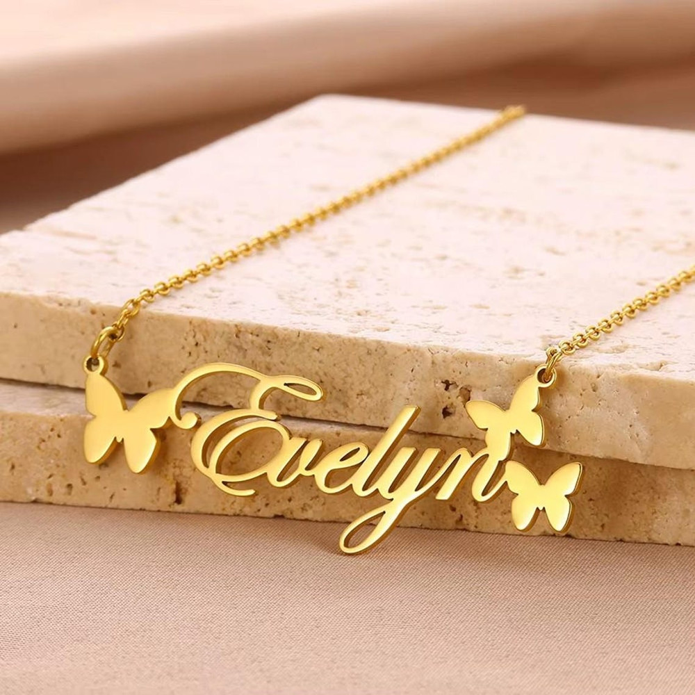 Birth Flower Necklace - Collana con nome personalizzato, gioielli personalizzati,
